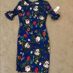 NWT Calvin Klein Blue floral dress